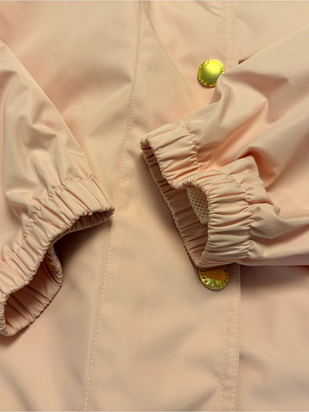 Lauren Ralph Lauren Pink Hooded Rain Jacket Windbreaker Goldtone Hardware Large - Picture 8 of 9